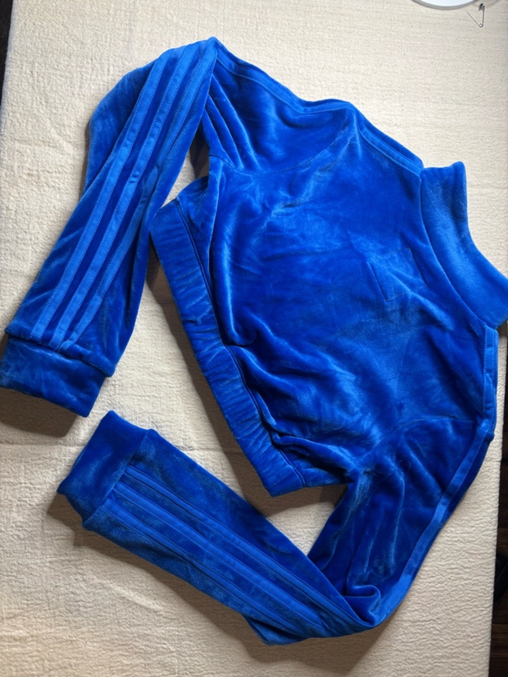 adidas Royal Blue Velour JS Women's Track Top - Picture 3 of 3